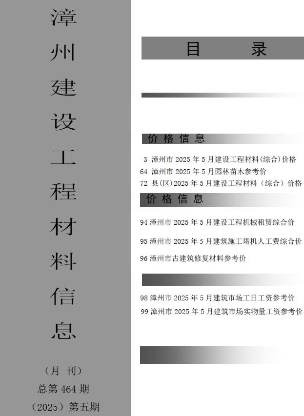 漳州市2025年5月信息价封面