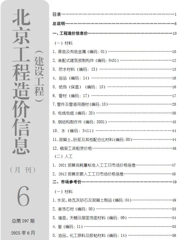 北京市2025年6月信息价