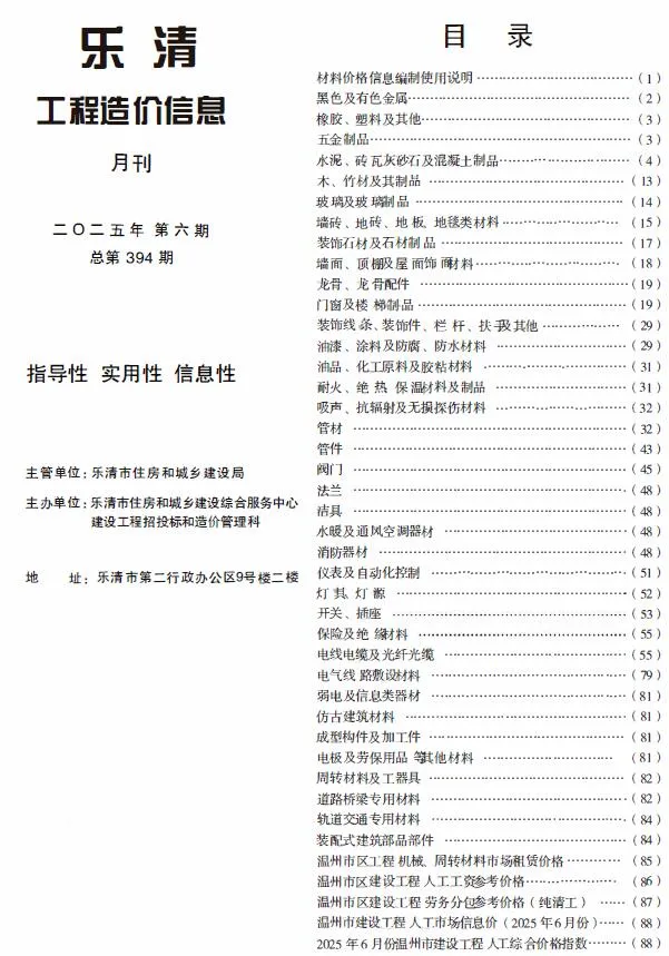 2025年6月乐清信息价