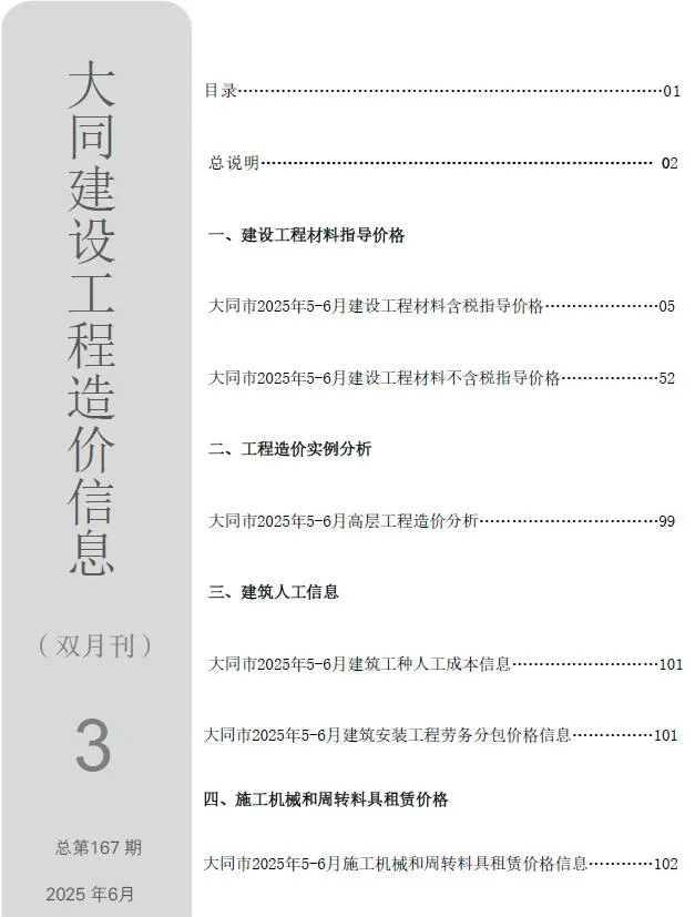 2025年5、6月(第3期)大同信息价