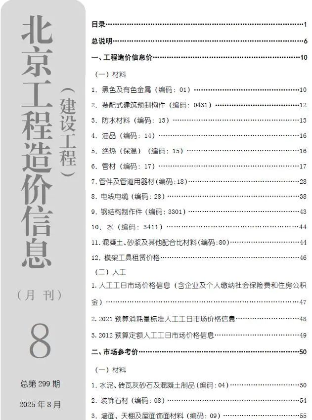 北京市2025年8月信息价
