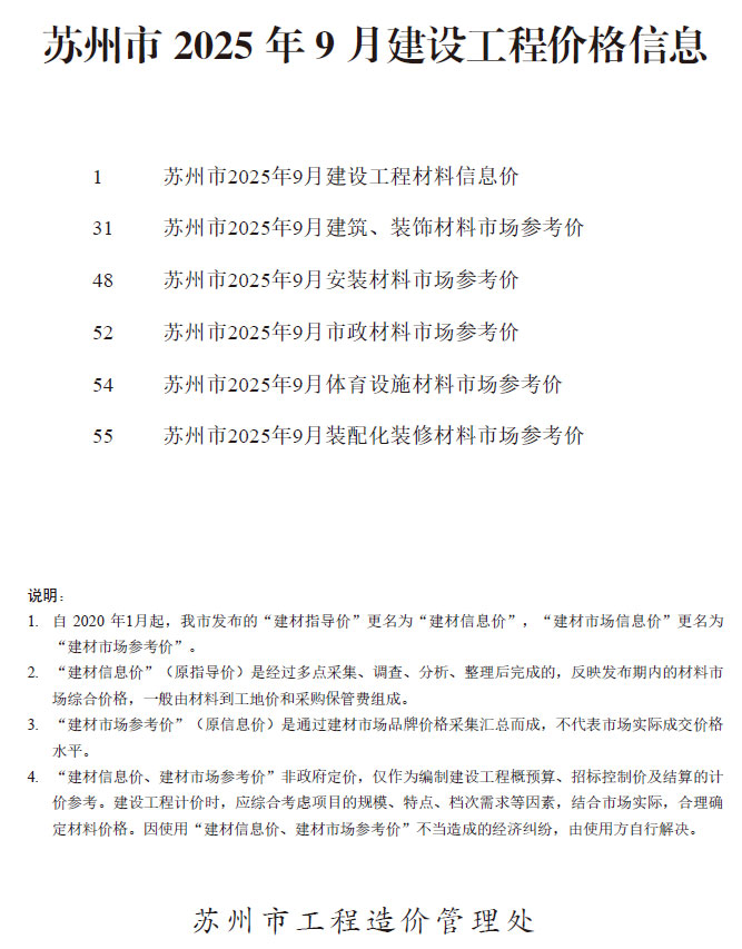 苏州市2025年9月信息价封面
