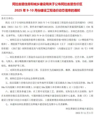 2025年5月9、10阿拉善信息价