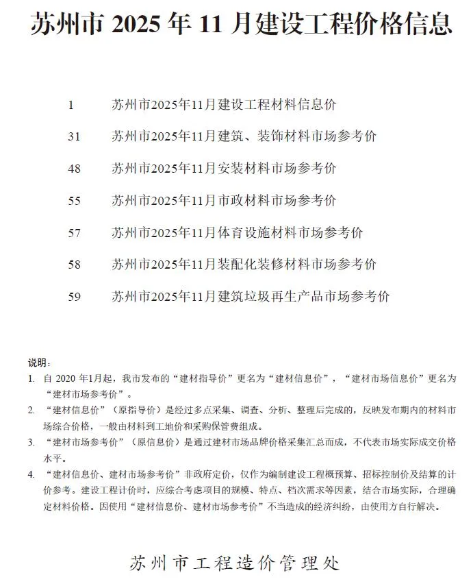 苏州2025年11月电子版信息价
