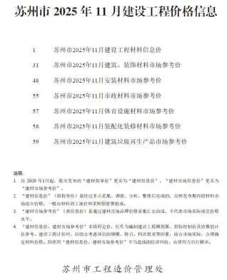 苏州2025年11月电子版信息价