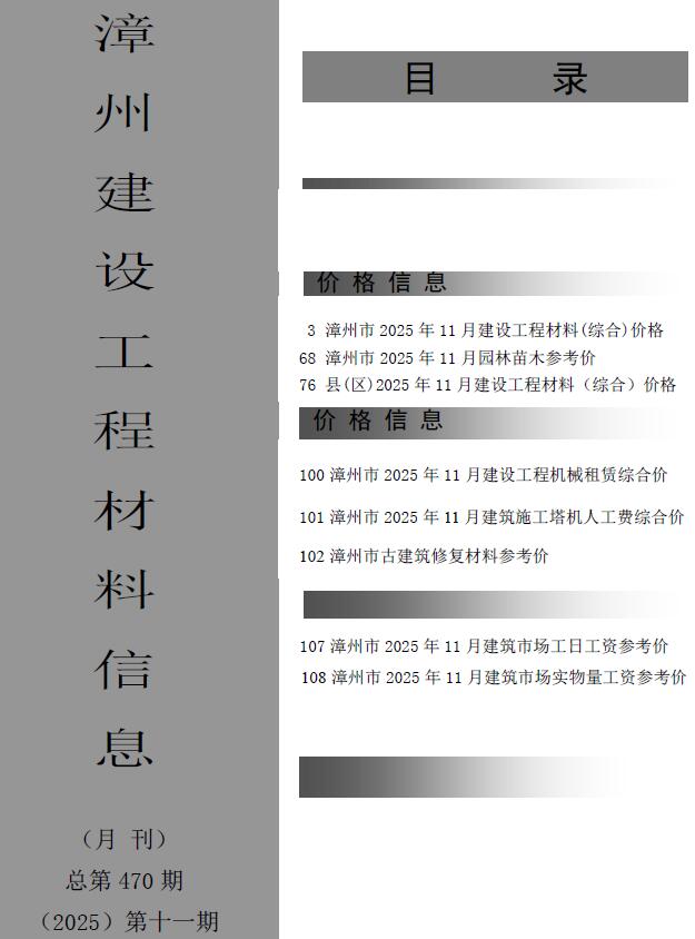 漳州市2025年11月信息价封面