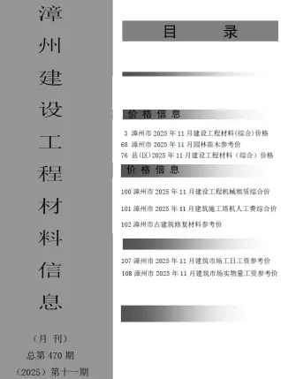 2025年11月漳州信息价