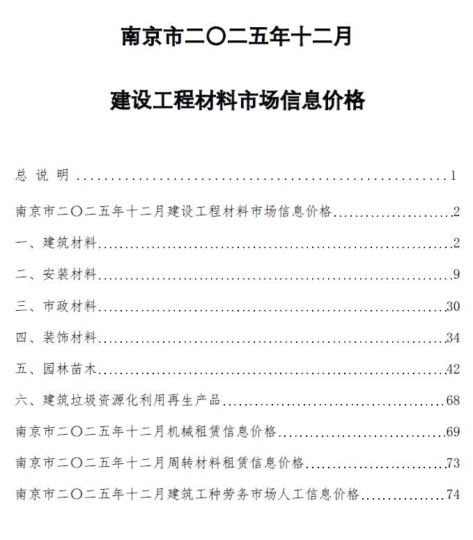 南京市2025年12月信息价封面