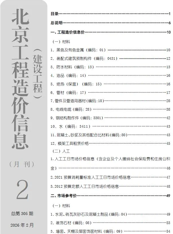 北京市2026年2月信息价