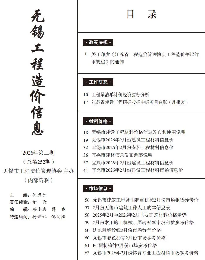 2026年无锡信息价