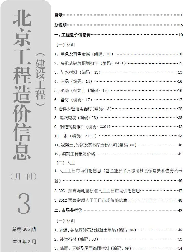 2026年3月北京信息价
