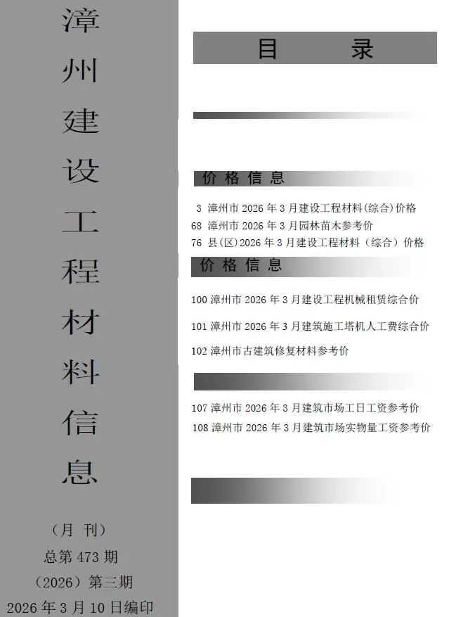 2026年漳州信息价
