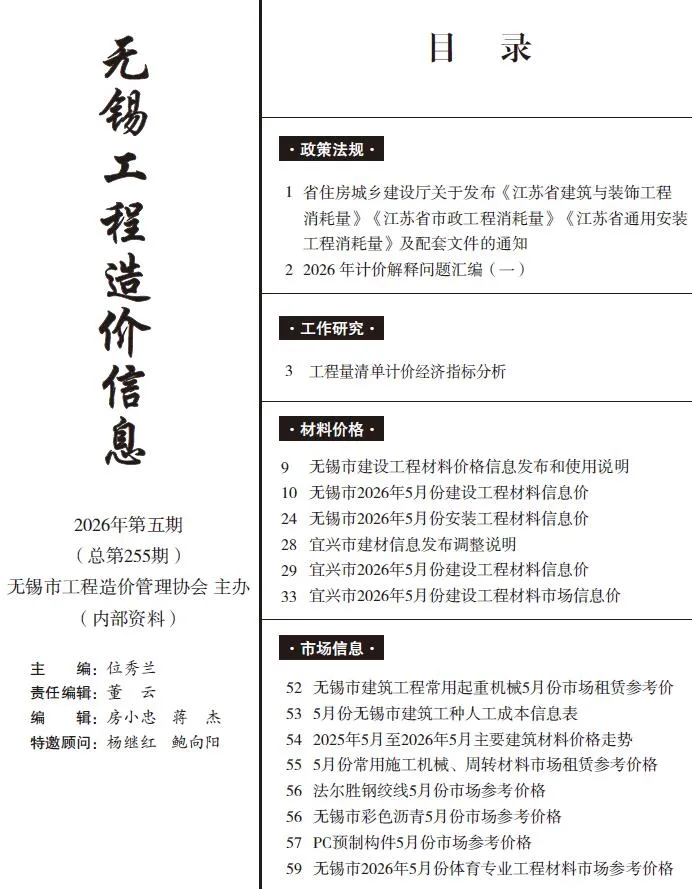 2026年5月无锡信息价
