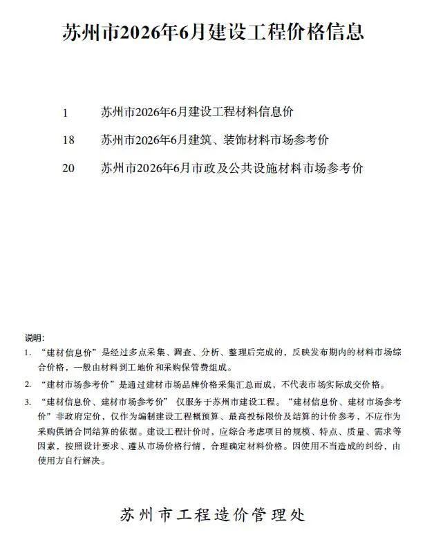 苏州2026年6投标信息价期刊封面
