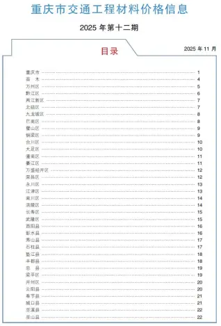 重庆2025年12月交通工程投标价第一页