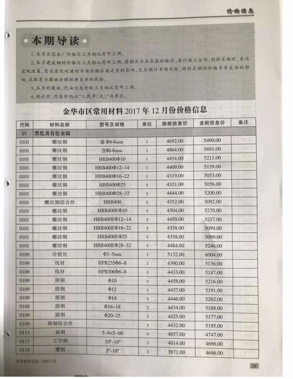 金华市2017年12月信息价封面