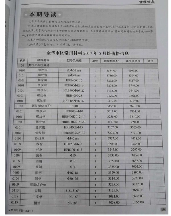 金华市2017年第5期信息价封面