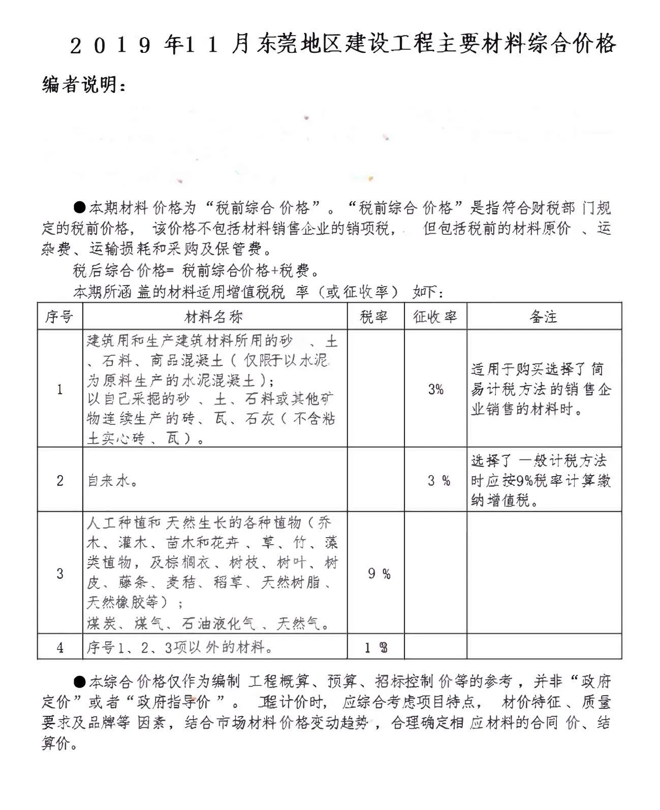 东莞2019年11月信息价