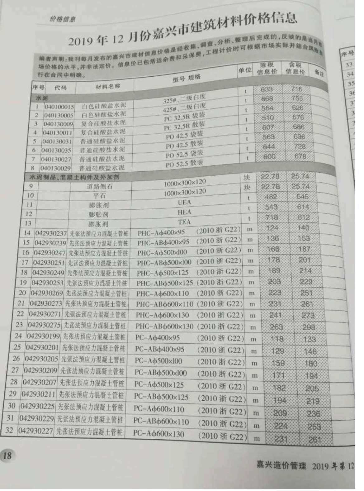 嘉兴市2019年12月信息价封面