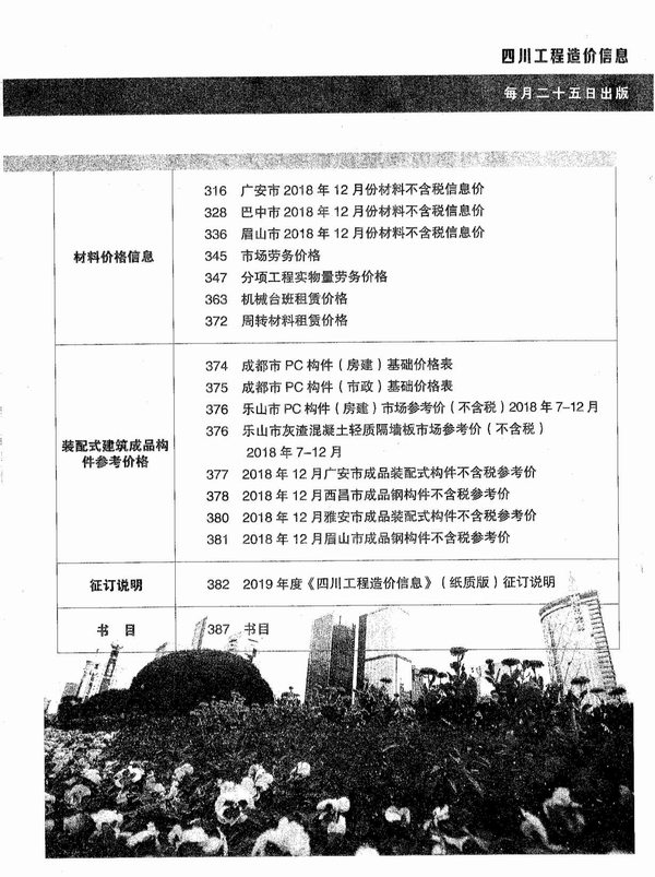 四川省2019年第1期信息价封面