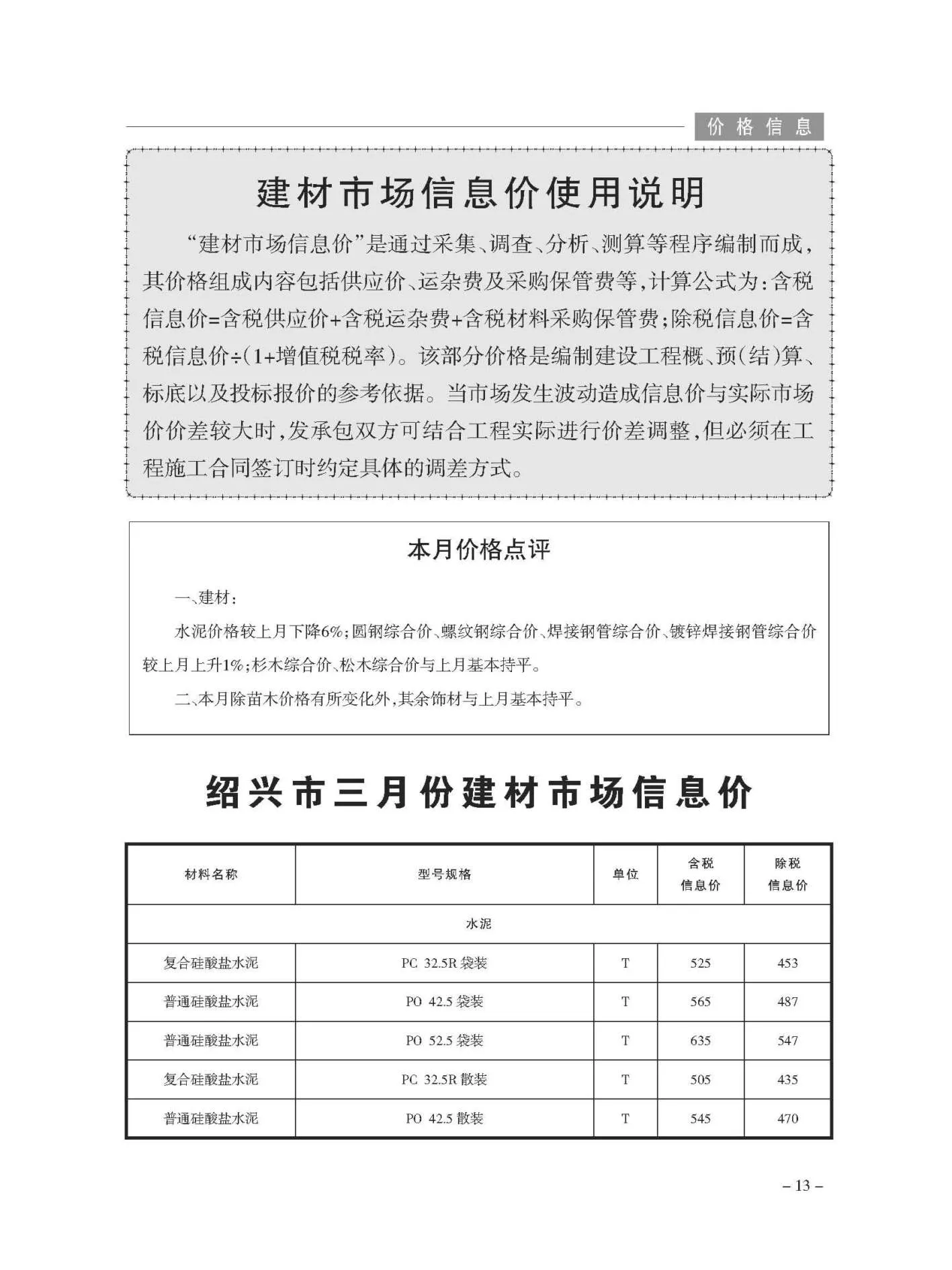 绍兴市2019年第3期信息价
