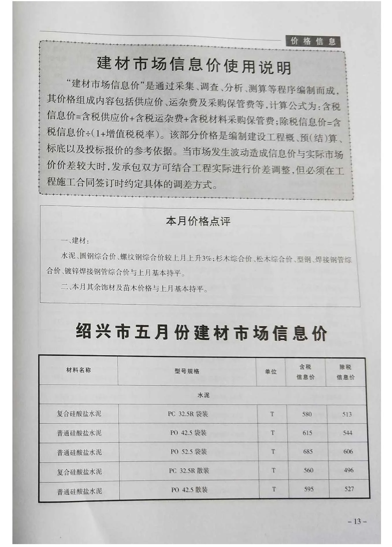 绍兴2019年第5期信息价