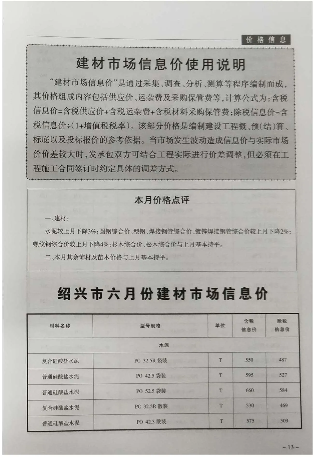 2019年第6期绍兴市信息价