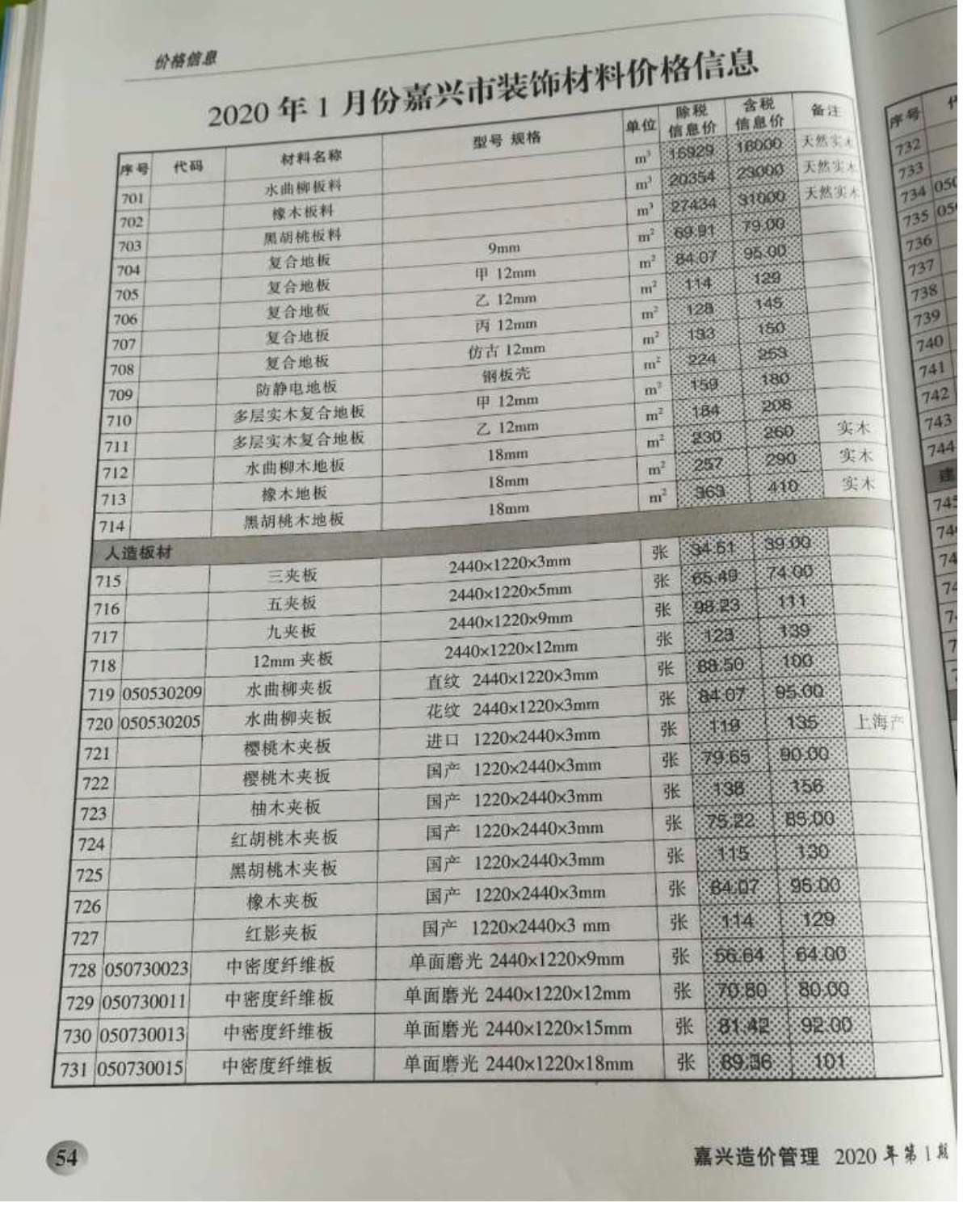 嘉兴市2020年第1期信息价封面