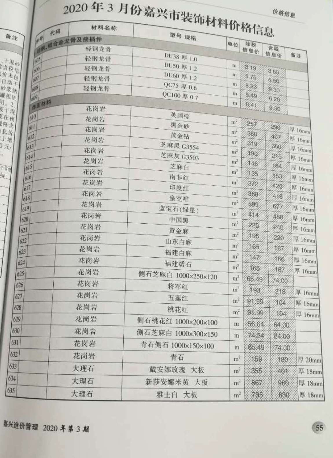 嘉兴市2020年第3期信息价封面