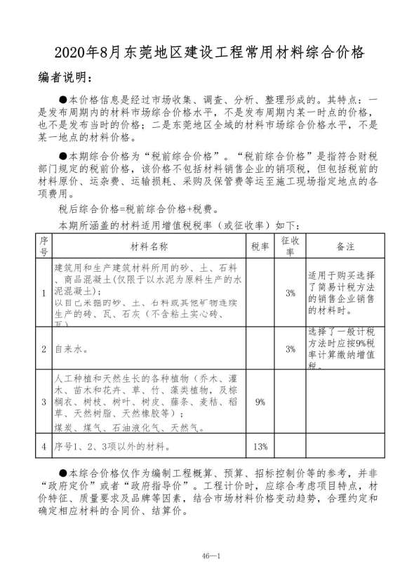 东莞市2020年8月工程材料价_东莞市工程材料价期刊PDF扫描件电子版