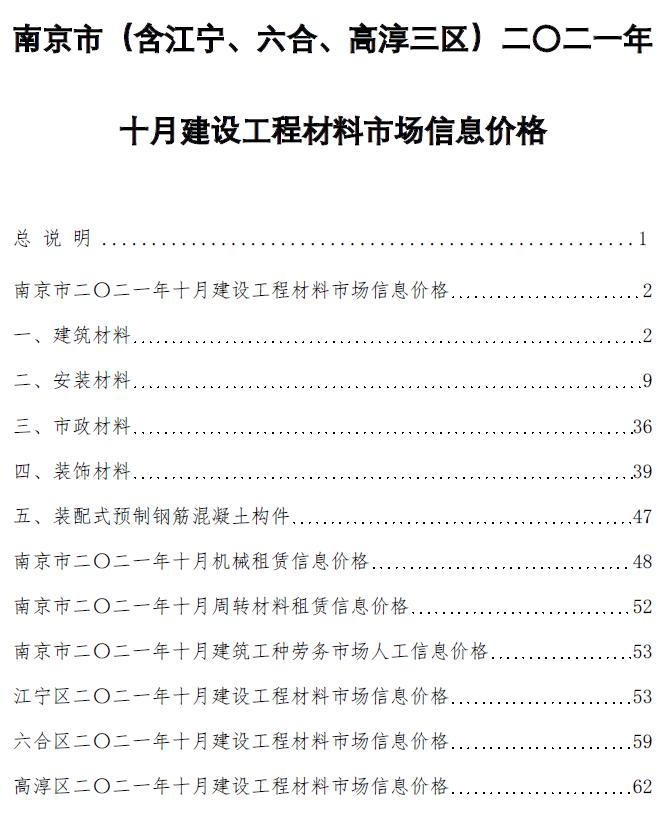 南京市2021年10月信息价工程信息价_南京市信息价期刊PDF扫描件电子版