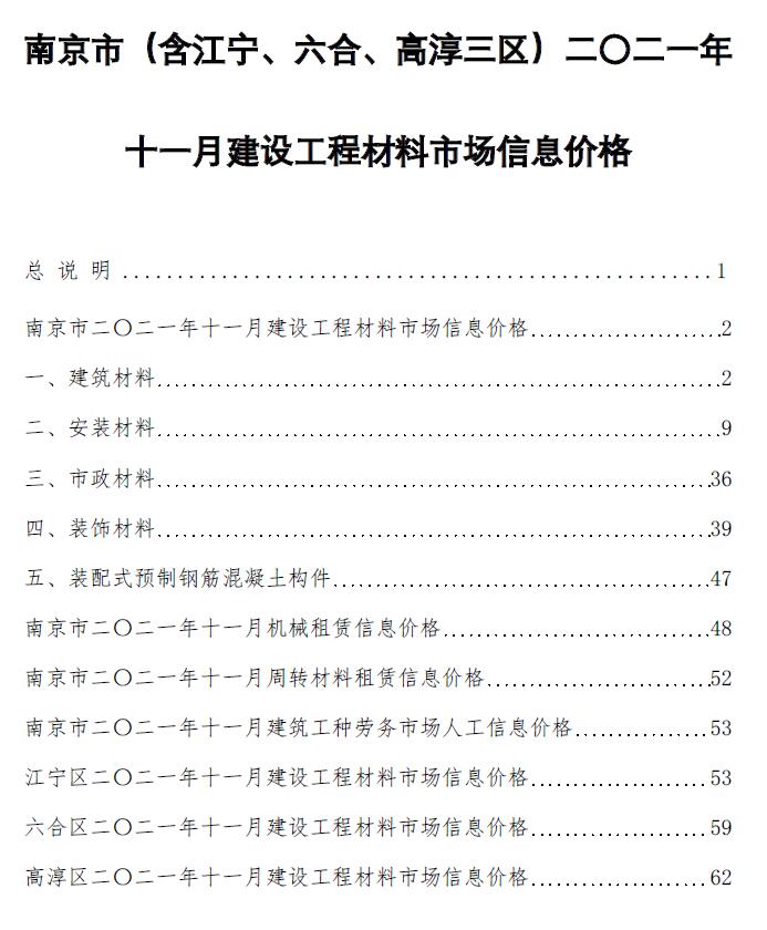 南京市2021年11月信息价封面