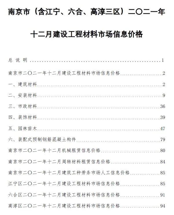 2021年12月南京信息价电子版