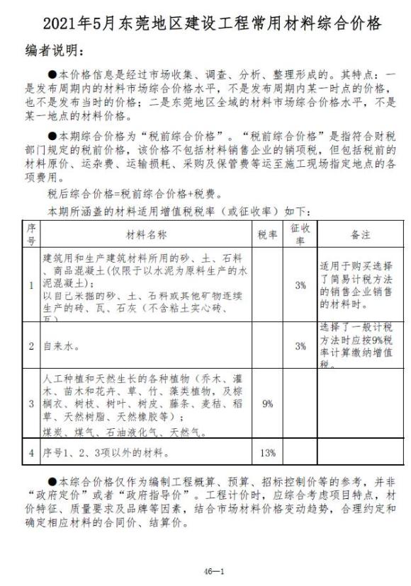 东莞市2021年5月工程建材价_东莞市工程建材价期刊PDF扫描件电子版