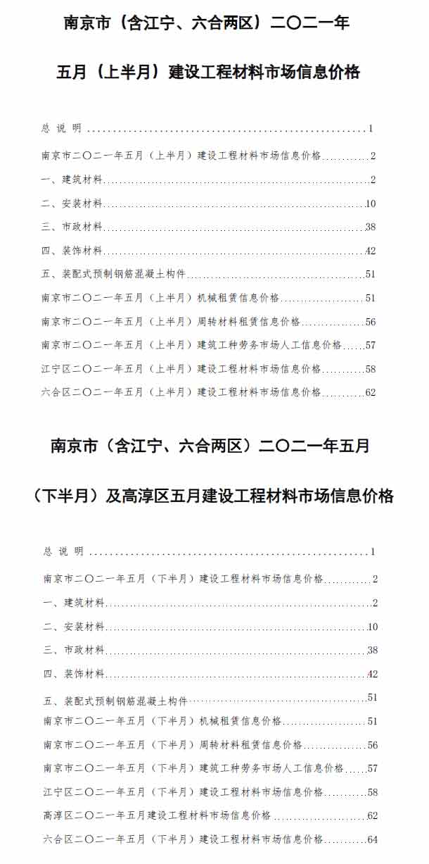 南京市2021年第5期信息价封面