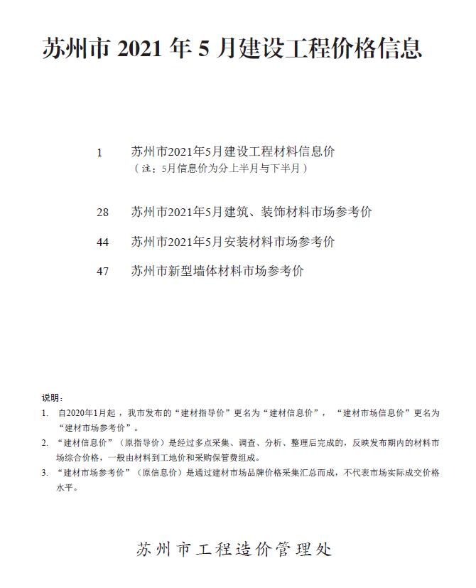 苏州市2021年第5期信息价封面