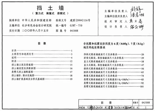 电子版04J008挡土墙(重力式衡重式悬臂式)