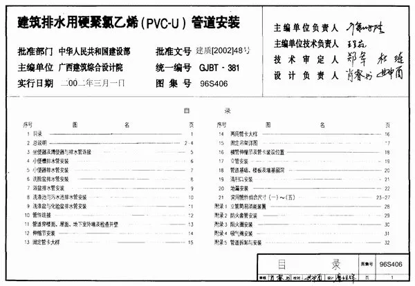96S406建筑排水用硬聚氯乙烯(PVC－U)管道安装PDF
