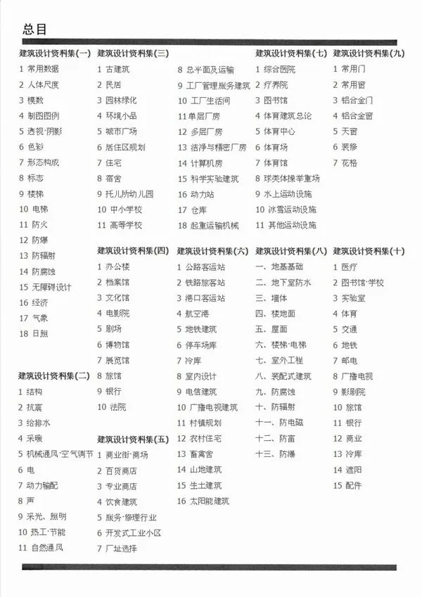 电子版E拓建筑网_建筑设计资料集(第二版)详细目录